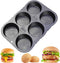 MUJUZE Hamburger Bun Pan, 6 Cavity Nonstick & Heat Resistant Mold for Homemade Burger Buns