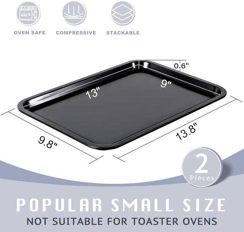 HONGBAKE 2 Pack Nonstick Quarter Sheet Pan for Baking, 13.8 x 9.8 Small Cookie Sheet with Wider Grips