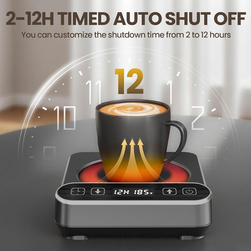 6 Settings 12H Smart Mug Warmer with Infrared Sensor, Coffee Mug Warmer for Desk, Temp & Timer Coffee Cup Warmer