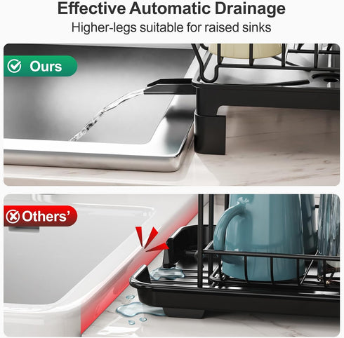 Counter GSlife Small Dish Drying Rack for Kitchen with Sponge Holder - Compact Dish Drainer for RV, Camper