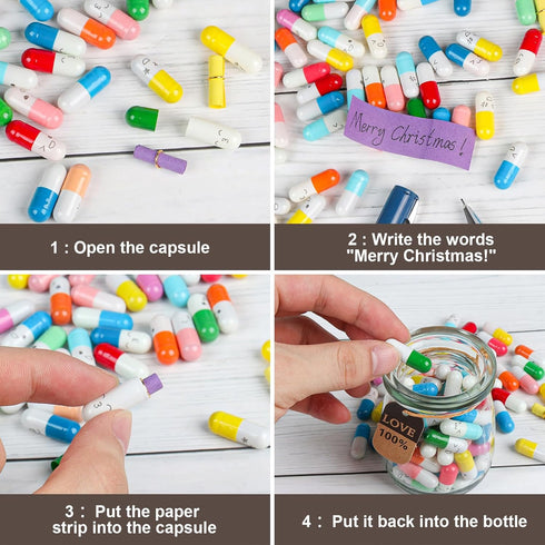 Letters Message in a Bottle, Lovely Notes Couples Gifts for Him/Her, Boyfriend/Girlfriend, Birthday, Mixed Color 60PCS