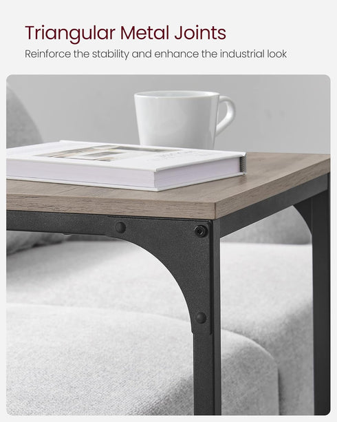 ULET353B02 VASAGLE C-Shaped End Table, Side Table for Sofa, Couch Table with Metal Frame, Small TV Tray Table