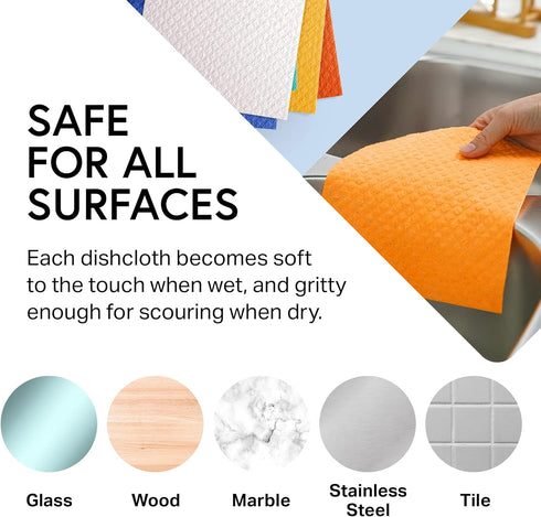 8" 7" 10 Pack Swedish Wholesale Dishcloths Reusable x Sponge Cloths, Bulk of High Absorbent Cellulose Dish & Kitchen