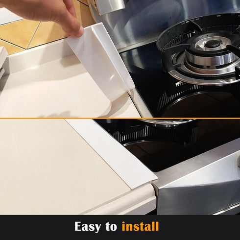 Silicone Stove Counter Gap Cover by Kindga - 21" Easy Clean Gap Filler Set of 2 (White)