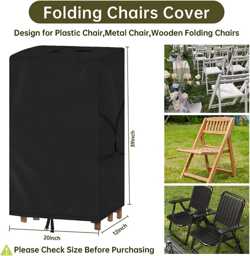 QYILUARE Folding Chair Cover,Water Resistant Folding Chairs Storage Bag with Handles for Metal,Plastic and Wood