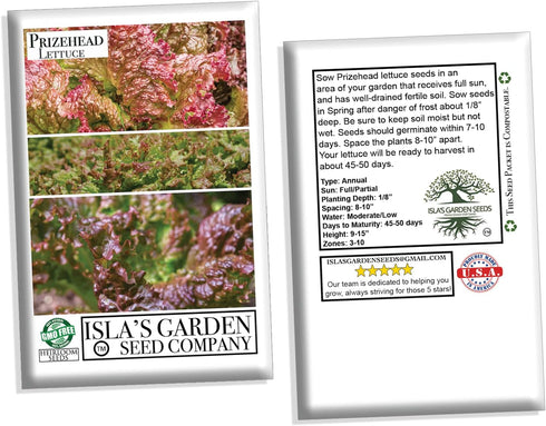 1000+ Packet, 85% Prizehead Lettuce Seeds for Planting, Heirloom Seeds Per (Isla's Garden Seeds), Non GMO Seeds