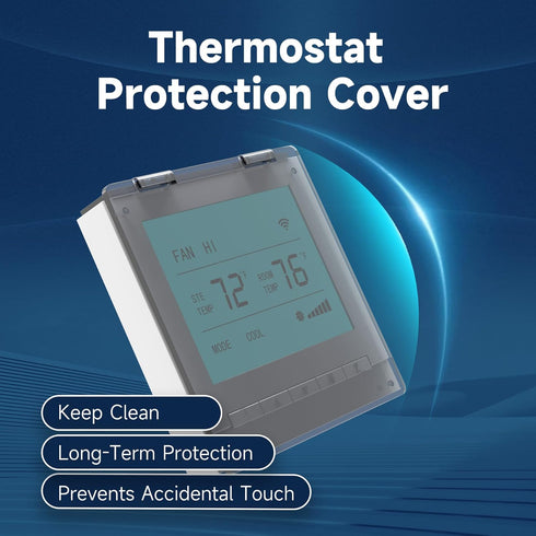 Central AC Thermostat Cover Panel, 3-3/8" Protection Cover for AC Wired Controller, Transparent Black, 1 Pack