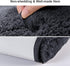 VANZAVANZU Toilet Rugs for Bathroom - U Shaped Contour Bath Mats, Non-Slip Microfiber Shaggy Thick (Black)