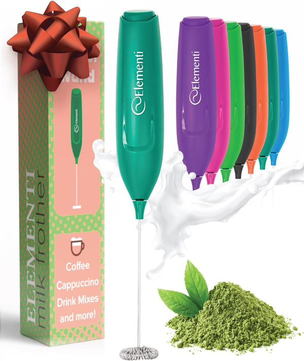 Elementi Powerful Matcha Whisk Lightweight Matcha Frother Wand & Drink Mixer Handheld,