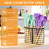 Large Utensil Holder for Kitchen Counter, 8.7" x 4.3" x 6.9", Wooden Base Matte Black Cooking Utensil Caddy