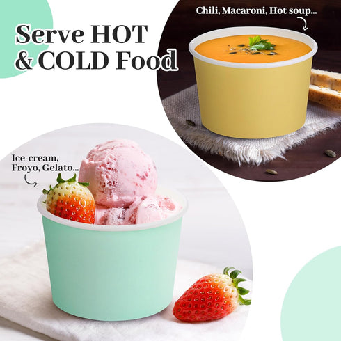 300 8 oz 6 Summer Frozen Aodaer Pieces Paper Ice Cream Cups Disposable Dessert Bowls Colors Ice Cream Containers Hot