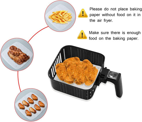 Air Fryer Parchment Paper Liners, 100Pcs Compatible with XXXL Air Fryer (10"×10") for 6.8QT/7.6QT/8.5QT/9.5QT or Bigger