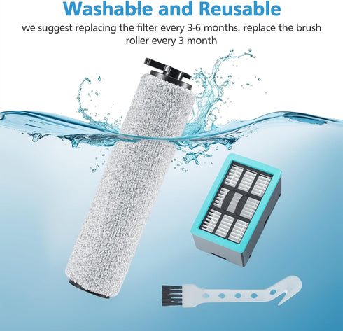 6-pack 3831 HF2/3845N/3831 3 Rolls+3 Vacuum Cleaner Brush Roll+ Filter Replacement Parts for Bissell Crosswave Floor