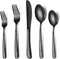 Black Hammered Silverware Set, 20-Piece Heavy Duty Stainless Steel Flatware for 4, Food-Grade Cutlery Set, Mirror Finish