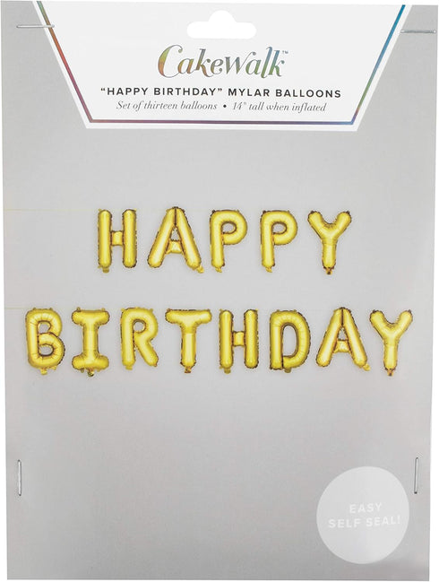 True Fabrication 6237 Gold Happy Birthday Mylar Balloon, Multi Color