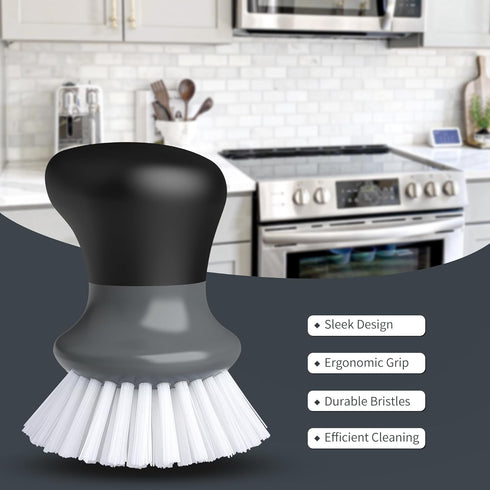 MR.SIGA 2 Pack Dish Scrub Brush, Palm Brush with Ergonomic Grip, Kitchen Brushes for Dishes, Gray