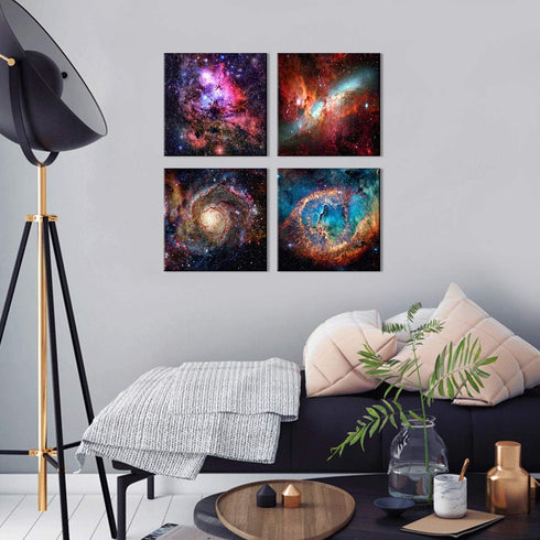 16x16" Space Wall Art Galaxy Futuristic Decor for Teens Room Outer Space Nebula Pictures Boys Bedroom Marvel Room