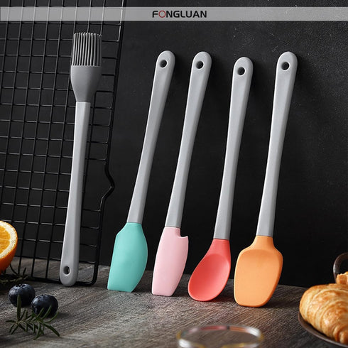 Mini Silicone Spatula Set of 5, Heat Resistant & Nonstick Rubber Utensils, Dishwasher Safe for Cooking, Baking