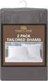 Tailored Bed Pillow Shams, Cotton Blend Design, Standard, Grey by Today’s Home - 2-Pack