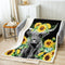 Highland Cow Fleece Throw Blanket Sunflower Floral Western Cow Bull Sherpa Blanket