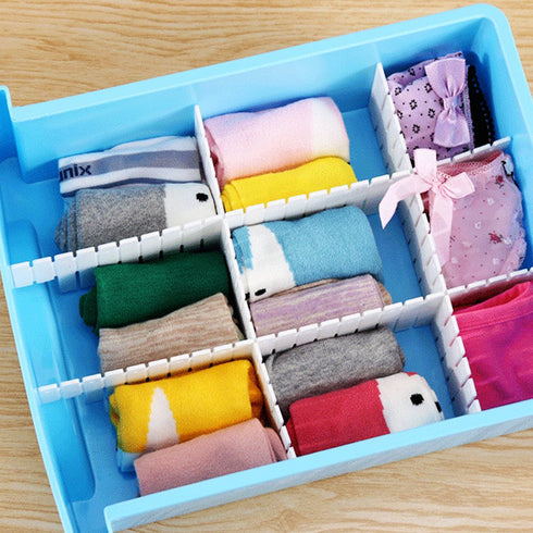 ShineMe Drawer Dividers, 8pcs Adjustable Plastic Grid Organizers for Household Storage, Makeup, Socks, Underwear,