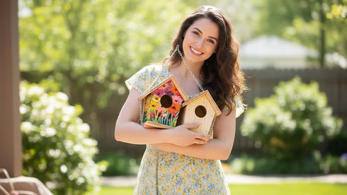 2pc DIY Birdhouse Kit, Cedar Wood Bird House Kits Bulk for Adults, Art Craft Outdoor Birdhouse, Solid Wood Weather