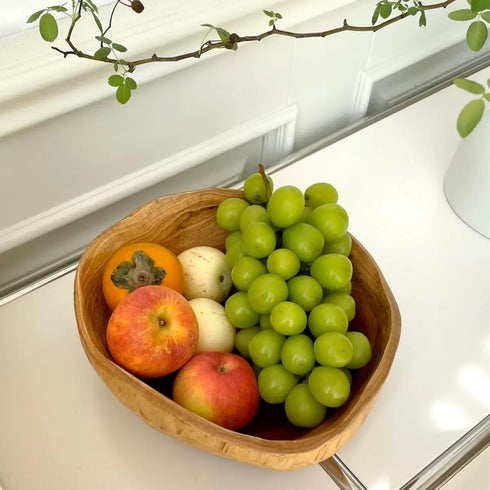 ZENFUN Wood Root Dish Bowl, Natural Handmade Serving Bowl for Snacks, Appetizer Display, 7.8''-9.5'' Diameter