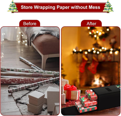 Demao 31" Wrapping Paper Storage Bag, Resistant Organizer Container for Christmas Gift Wrap Paper Rolls and Crafts