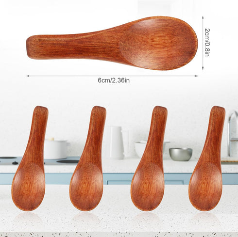 NQEUEPN 4 2.36in Pcs Handmade Tiny Wooden Spoons, Tiny Spoons for Spices Mini Wooden Spoons for Sauces Sugar Salt Dips