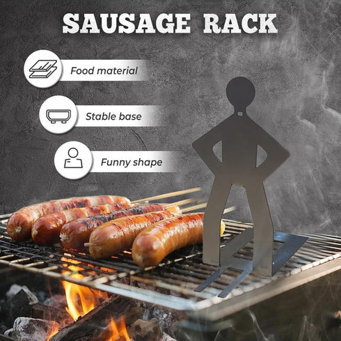 SIMOTOS 2025 (2 Stainless Steel BBQ Sausage Holder New Creative Standing Man Sausage Rack, Funny Shape Metal Hot Dog