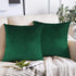16x16 Dark Green Velvet Throw Pillow Covers Set of 2 - Emerald Green Christmas Decor Cushion Cases for Home, Couch,