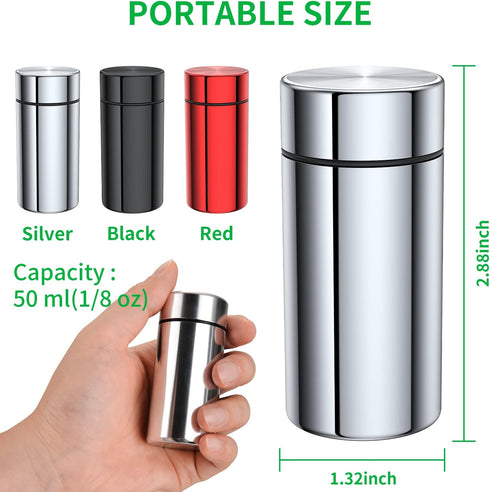 TecQach 3-Pack,Airtight Portable Aluminum Storage Jar Smell Proof Container, Metal Waterproof Small Bottle Multipurpose