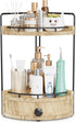 Aollewoiti 2-Tier Corner Bathroom Counter Organizer with Drawer & Embedded Screw Holes -