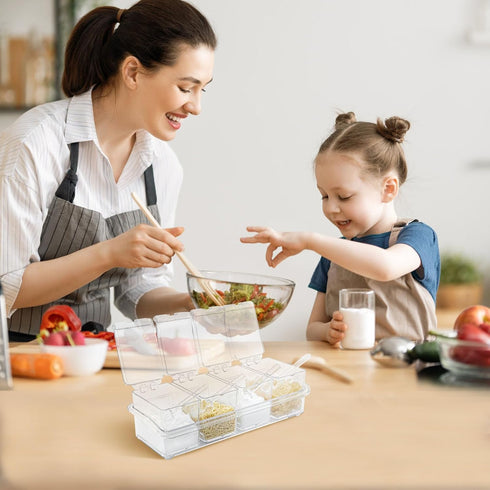 Clear Seasoning Box, 2 Pieces with Spoon, 8 Pieces Kitchen Spice Pots for Salt, Sugar, Pepper, Acrylic Storage