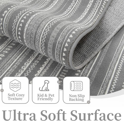 2x8 Enkor Runner Rugs for Hallway, Washable Soft Maroc Non Slip Floor Rugs for Kitchen, Modern Mat for Living Room