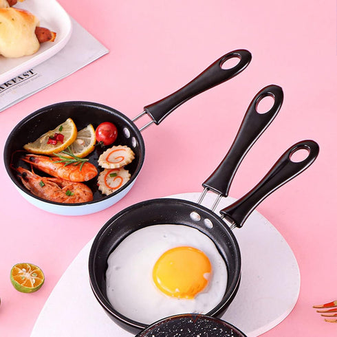 YOUTHINK Mini Nonstick Frying Pan, Stainless Steel Round Breakfast Egg Pan with Long Handle
