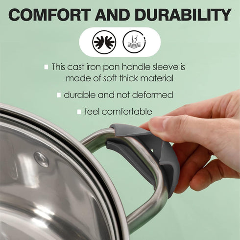 4 Pairs Silicone Pot Handle Covers, Heat Resistant Universal Fit for Pots, Pans, Skillets, Non-Slip Grip