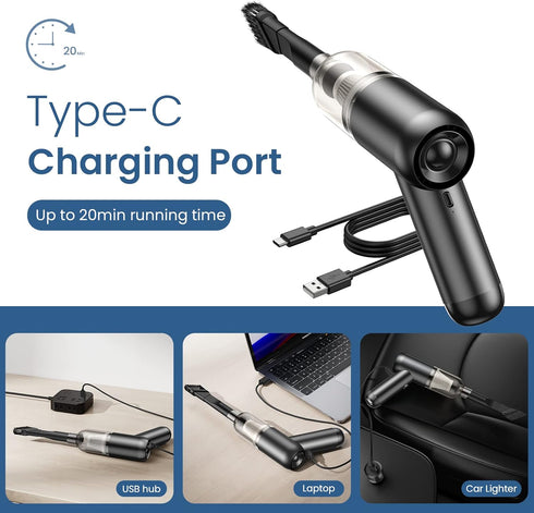 Small Handheld Wireless Vacuum with 6000 Pa High Power Suction, Portable Car Detailing Vacuum with Multi-nozzles