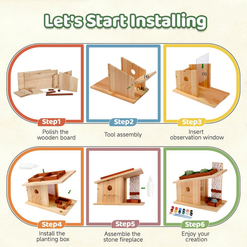 Pontuss Set, Modern Birdhouse Woodworking Kit, Natural Cedar Wooden Birdhouses for Outdoors with Paint Creative DIY