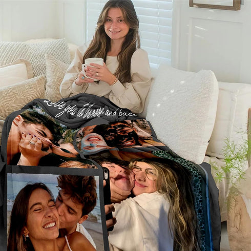 Promistill (02-4 Twin60"80")) Ships Next Day, Couple Gifts Custom Blanket with Photos Personalized Flannel Throw