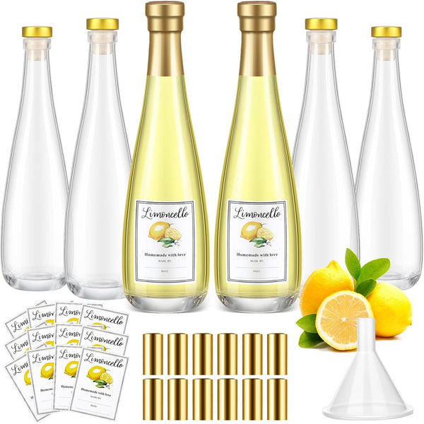 Maxcheck 6 Set 11 oz 330 ml Lemoncello Glass Wine Bottles Set