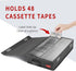 Minimalist Storage Box (Cassette Tape), Stackable with Lid, Holds 96 Cassettes, 16.34x9.25x3.4 Inches - Grey, 2 Count