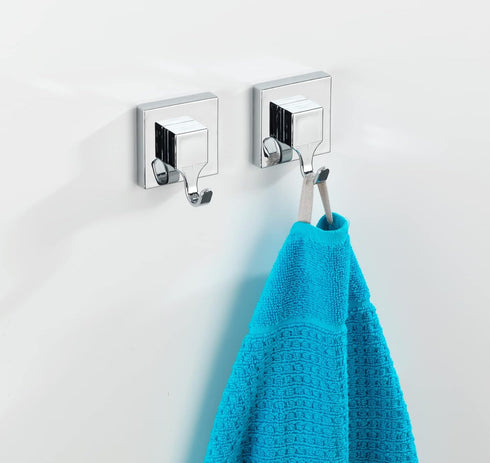 Wenko "Quadro Wall Hooks with Vacuum-Loc - Silver, 2-Piece
