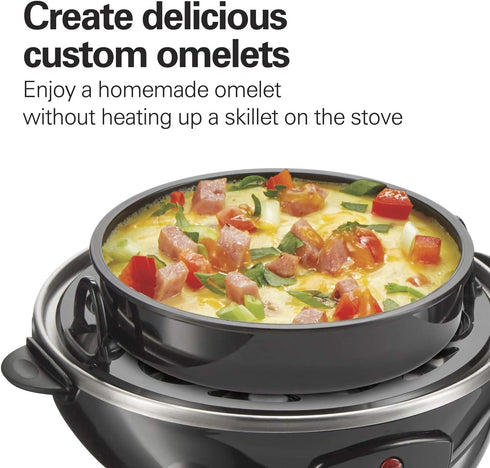 3-in-1 14, (25508) Hamilton Beach Electric Egg Cooker for Hard Boiled Eggs, Poacher, Omelet Maker & Vegetable Steamer