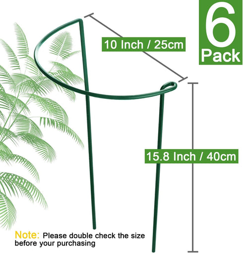 6 Pack (10" 15.8" HiGift Plant Support Stakes, Metal Peony Cages and Supports, Garden Stakes Plant Support Cage, Large