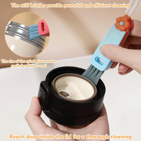 3PCS 3 in 1 Cup Lid Cleaning Brush Set, Portable and Efficient Water Bottle Cleaner for Home Kitchen