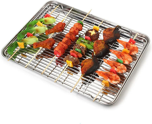 Line Roasting Racks, 1 Pcs 9.8 Inch x 7.3 Inch High Strength Stainless Steel Grill Racks for Baking and Cooling