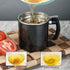 Berglander Black Bacon Grease Container with Strainer, 47oz/1.4L Stainless Steel Oil Storage with Fine Mesh Strainer