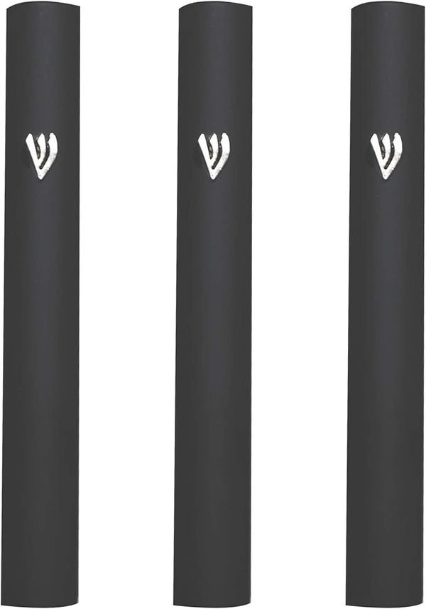 3-Piece Aluminum Door Mezuzah Cases, Special Profile, No Holes, 4-Inch Hebrew Parchment Scroll Holder