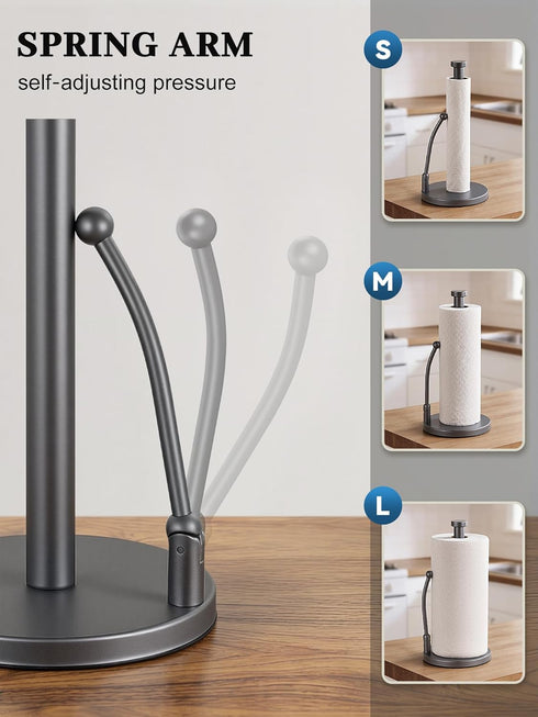 Countertop SMARTAKE Paper Towel Holder, Paper Towel Dispenser Standing Weighted Base Non Slip, Spring Arm for Easy